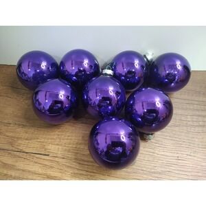 Vtg Rauch Glass Ball Christmas Ornament Lot Of 8 Purple Shiny Finish B3